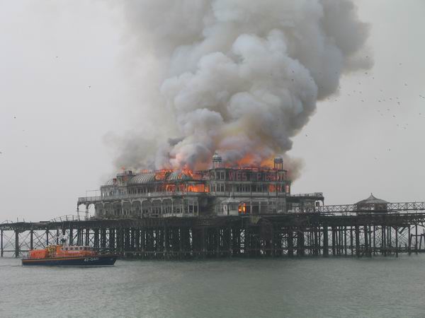 West Pier burns down
