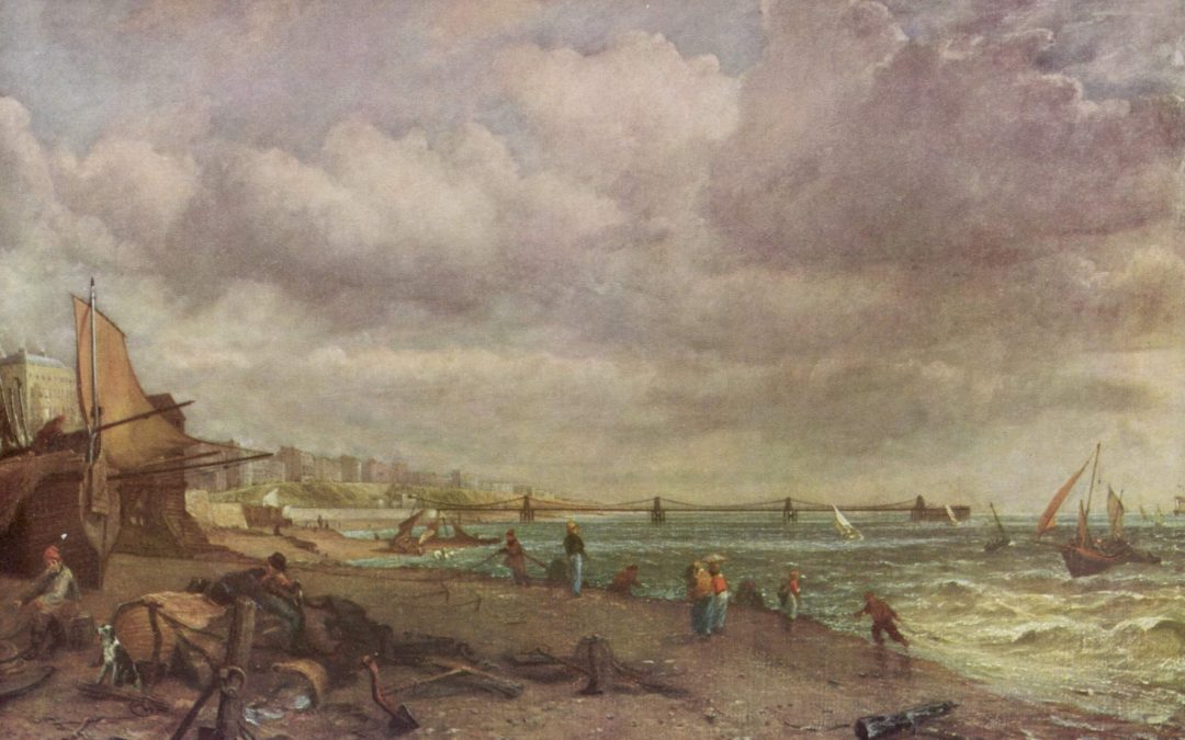 1823 chain pier – Brighton beach with the Chain Pier in the background. By John Constable c.1824